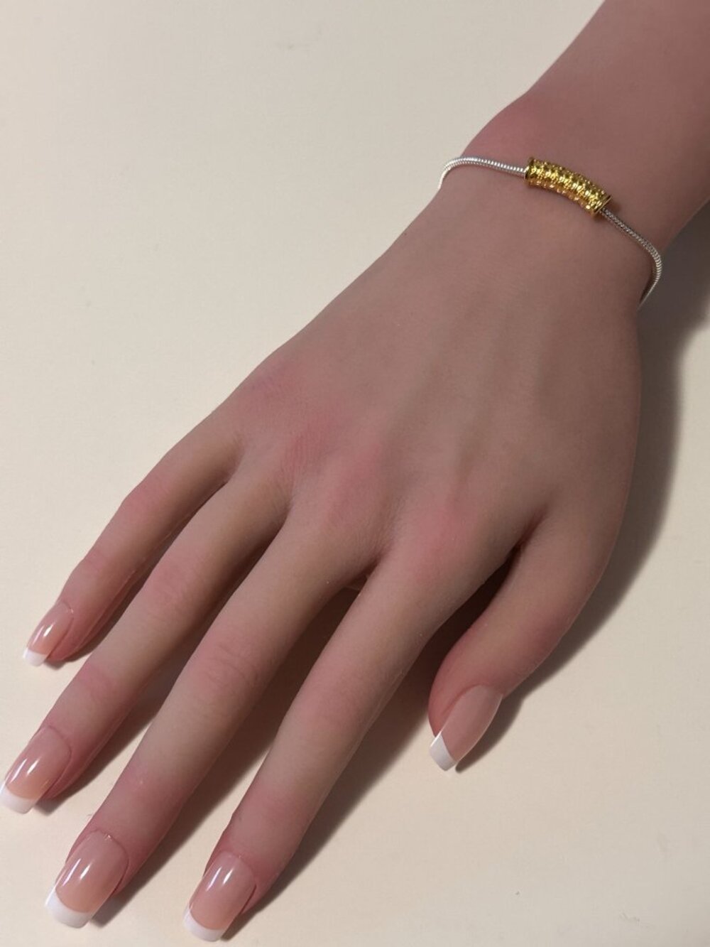 925 Sterling Silver Add-a-Bead Chain with 18k Solid Gold Tube Accent, Customize - Picture 8 of 9